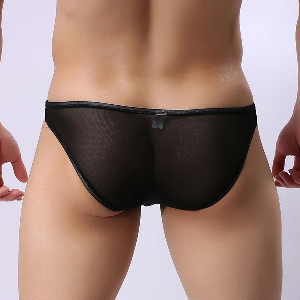 

1pc New Men's Sexy Mesh Bikini Briefs Shorts See-Through Low Waist Bulge Pouch Panties Thongs Gay Lingerie Underwear
