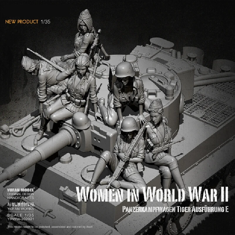 

1/35 Six German Female Soldiers Resin Model Figure Gk Micro Miniature 3d Printed White Model Toy Unassembled And Unpainted Kit