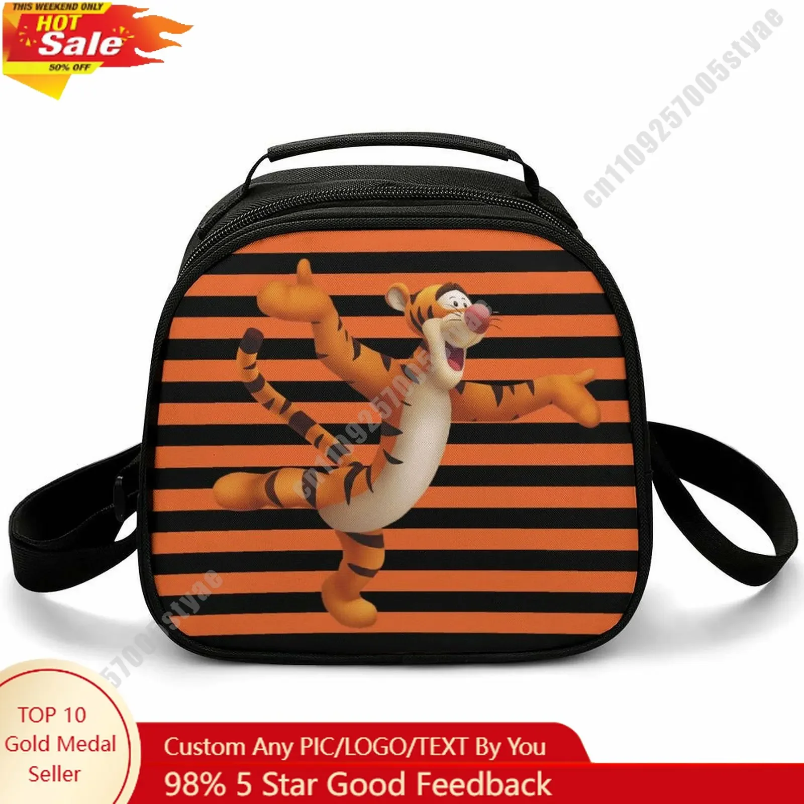 

Tigger Lunch Bag Disney Animal Patterns Bento Bag Customizable Name Photo Logo Lunchbox Essential Picnic Bag