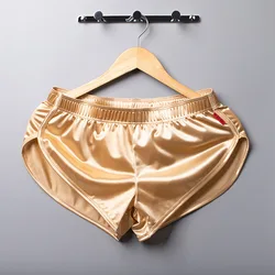 1 PCS Mens Sexy Pajamas Boxer Shorts Smooth Silk Underwear Men Sleep Bottoms Homewear Lounge Shorts Male Panties Boxers