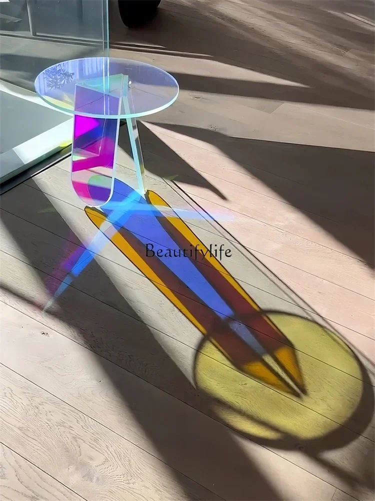 

GG8Glass Sofa Small Table Furniture Living Room Balcony Rainbow Coffee Table Modern