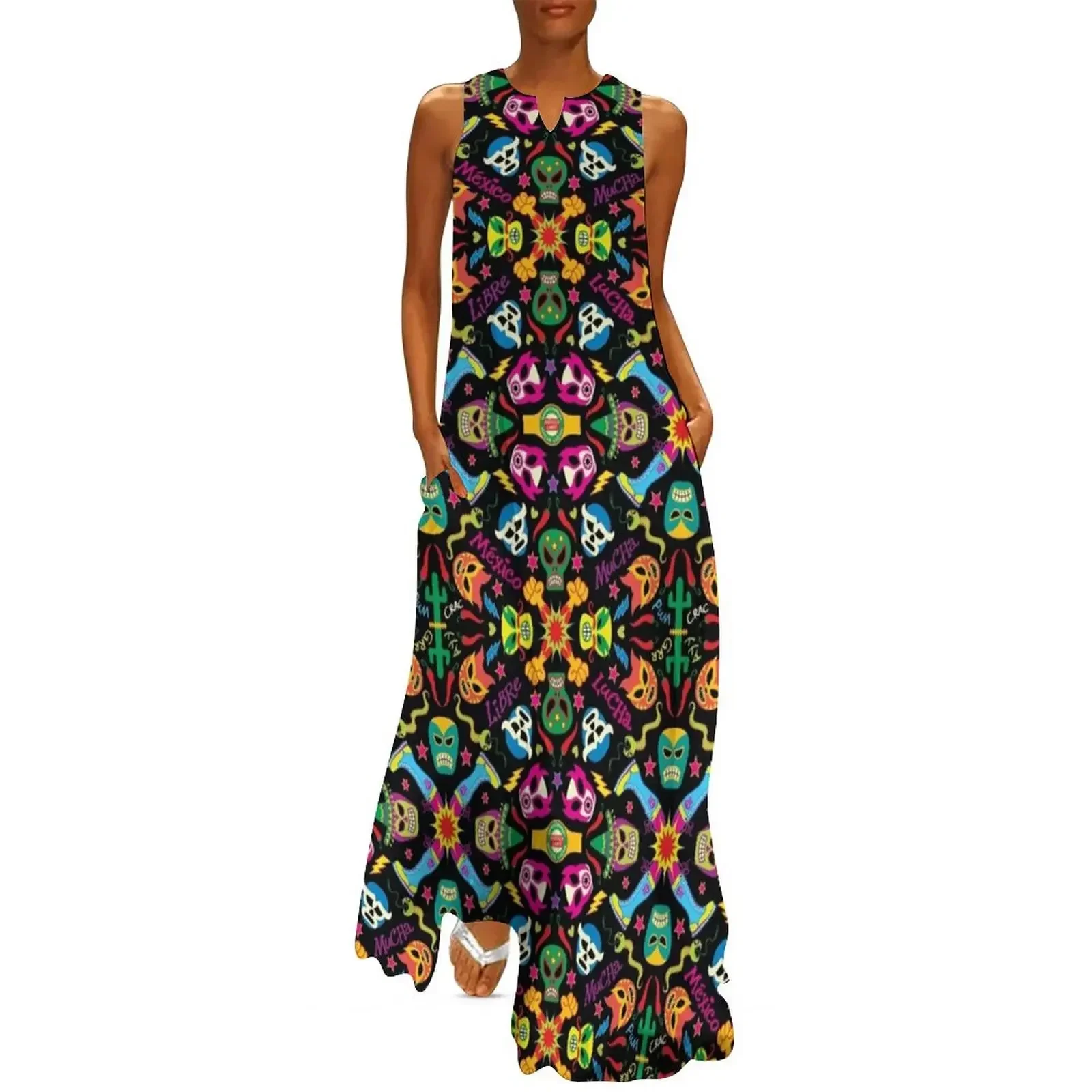 

Cool Mexican wrestlers getting ready to fight and have fun Long Dress wedding guest dress 2025 Dress