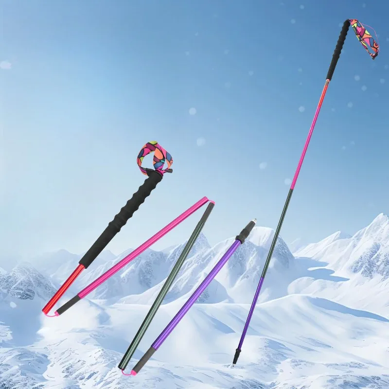 

120cm Hiking Pole Aluminum Alloy Folding Outdoor Hiking Lightweight 4-section Telescopic Trekking Pole Hiking Walking Cane