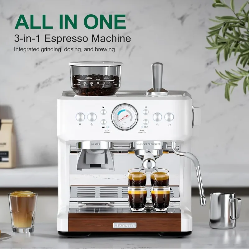 Machine with Grinder, Coffee and Espresso Maker Combo All in One Coffee Machine, 20 Bar Cafe Espresso Machine with Milk Frother