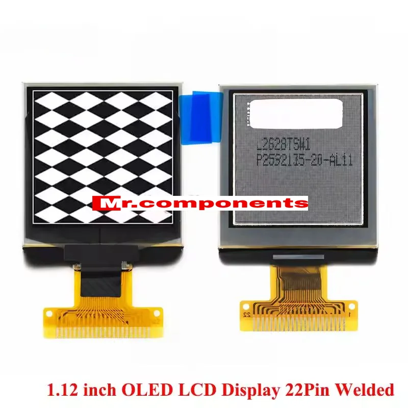 1,12-дюймовый OLED-дисплей, модуль ЖК-экрана 1,12'' с драйвером SH1107, последовательный порт I2C SPI, матрица 128x128 точек, белый, без корпуса, 22PIN/20PIN
