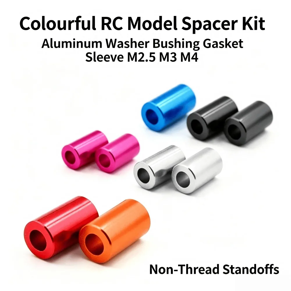 2/10pcs M2.5 M3 M4 Colourful Aluminum Spacer Sleeve, Non-thread Washer Bushing Gasket, RC Model Standoff Hardware Parts