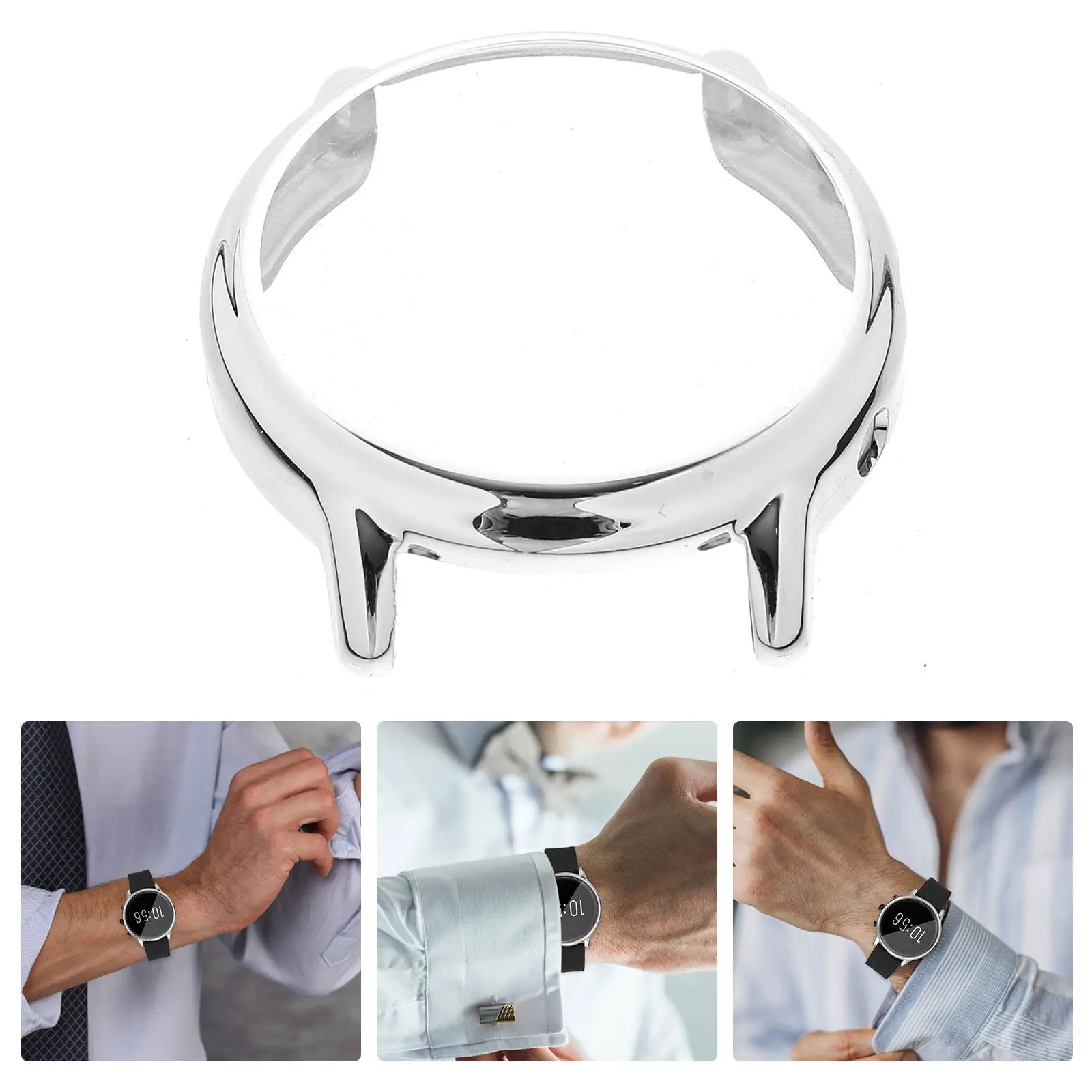 

Защитный чехол для часов из ТПУ, серебристый, совместимый с Fossil Gen 5, легкая рамка для часов с полным покрытием.