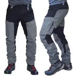 Nuevos pantalones Cargo ajustados informales de primavera, pantalones largos de trabajo para hombre, pantalones multibolsillos para hombre, Color Patckwork, pantalones deportivos para acampar y pescar al aire libre