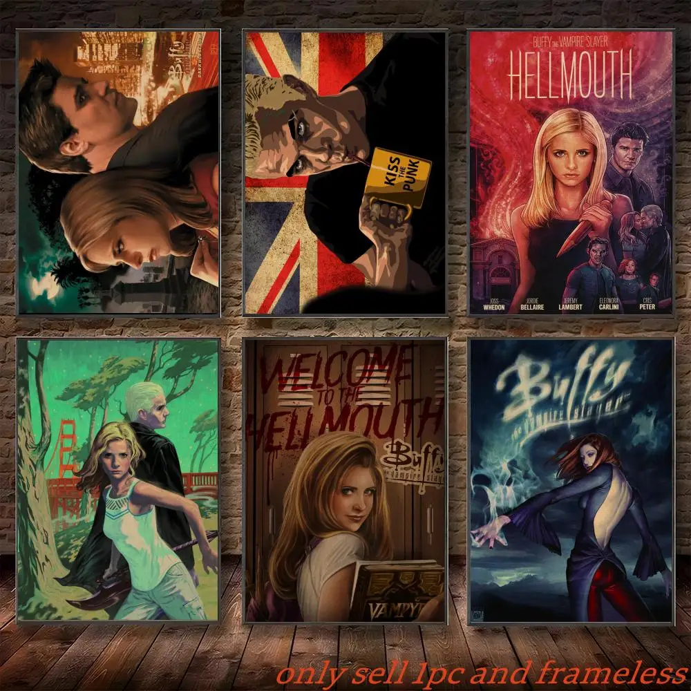 Buffy The Vampire Slayer Movies Poster Mural HD Wall Decals for Bedroom Living Room Home Self-Adhesive Decor Gift