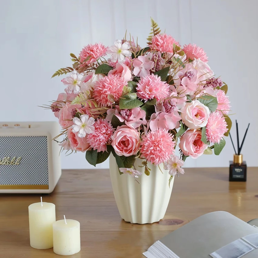 الزهور الاصطناعية مهرجان الورد ديكور المنزل باقة الزفاف الزفاف الزهور المجففة هدية عيد ميلاد اكسسوارات الزهور وهمية Ou