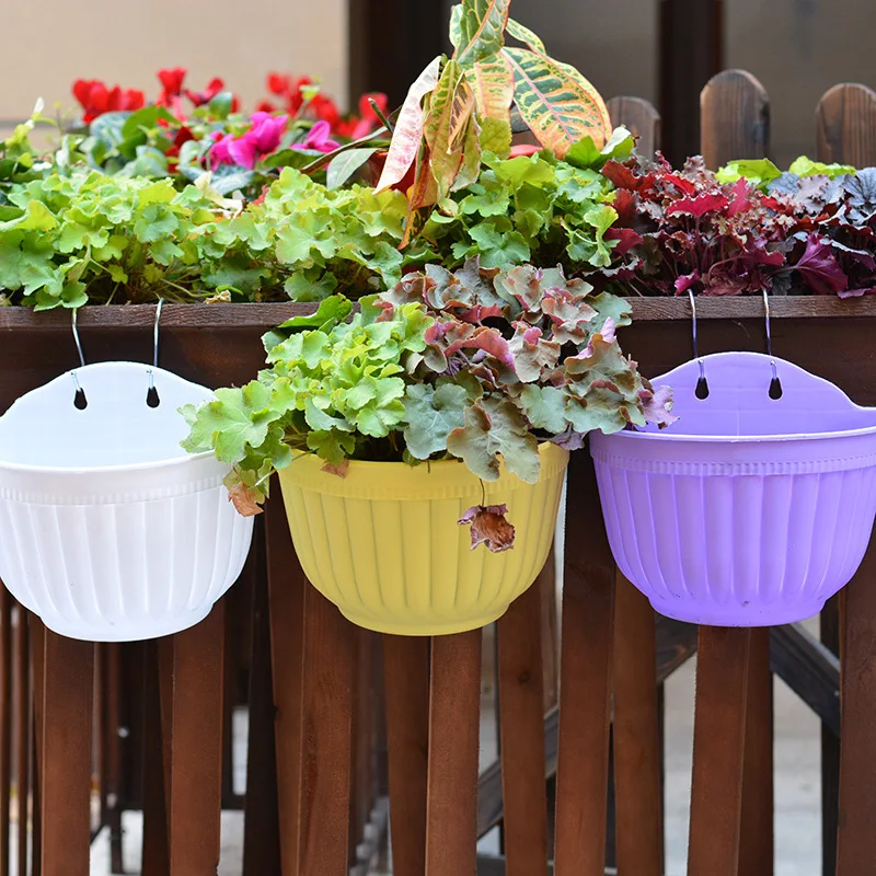 Wall Mounted Plastic Flowerpot Wall Mounted Resin Flowerpot Gardening Colored Flowerpot Green Succulent Semi-circular Flowerpot