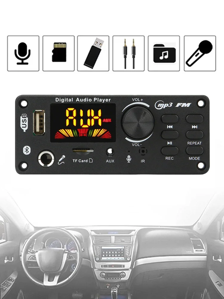 KEBIDU 80W Verstärker Bluetooth MP3 Decoder Board DIY Heim-MP3-Player Auto FM Radio Musikmodul USB Mikrofon Aufnahme- und Anruffunktion für Lautsprecher
