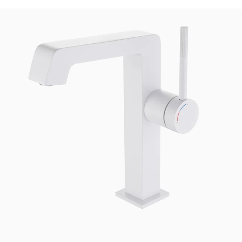

White Bathroom Faucet Single Hole Sink Faucet Washbasin Water Mixer Tap Hot Cold Water Faucet Deck Mounted