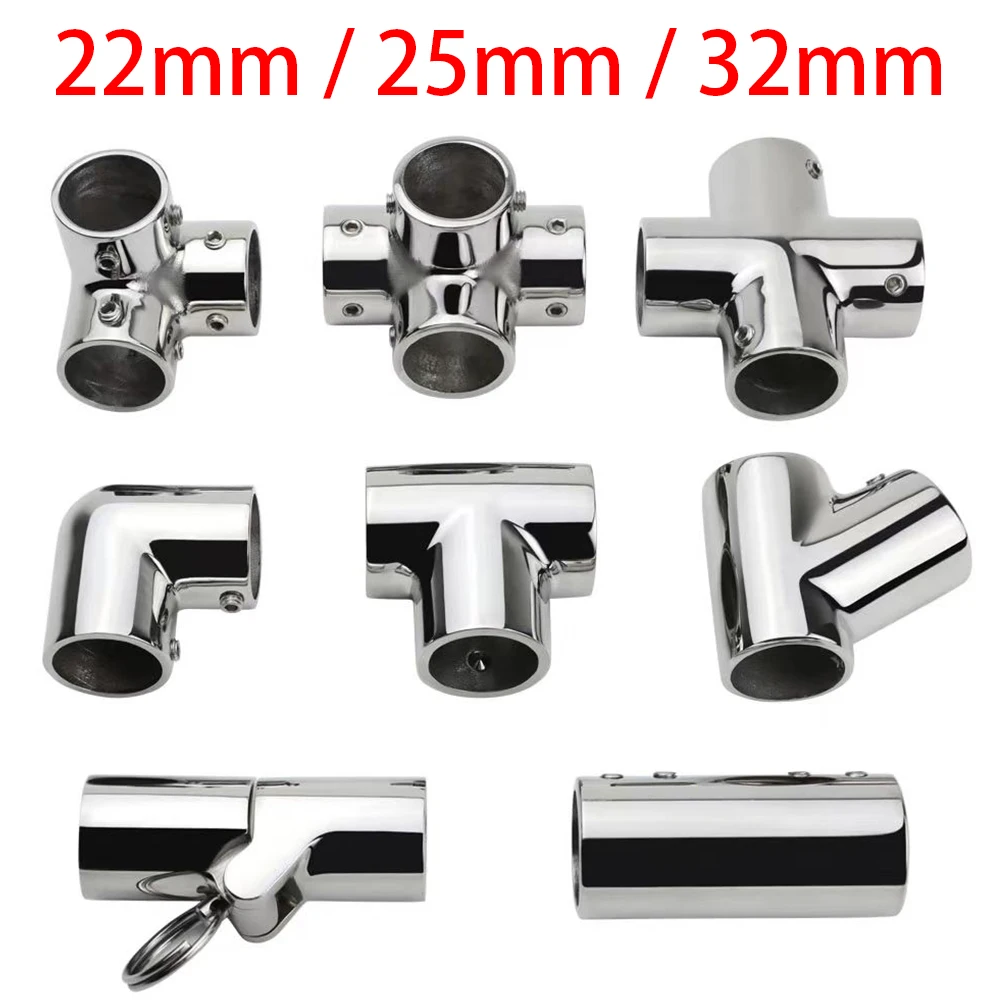 316 Stainless Steel Tube Pipe Connector Boat Handrail Rail Fitting TEE Elbow Joint For Ocean Yacht Dock Outdoor Awning Tube Acce