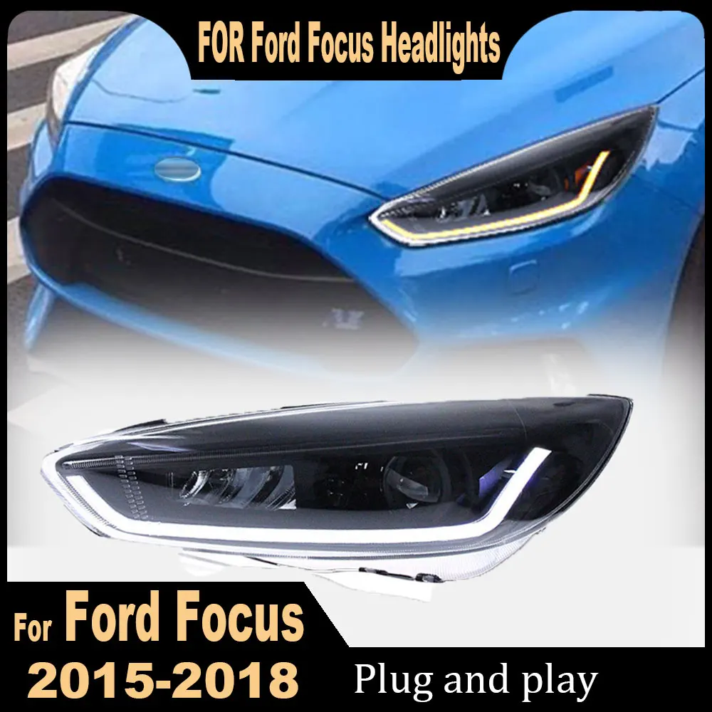 Car Lights for Ford Focus LED Headlight 2015 2016 2017 2018 Focus Head Lamp Drl Projector Lens Auto  Accessories Plug and play