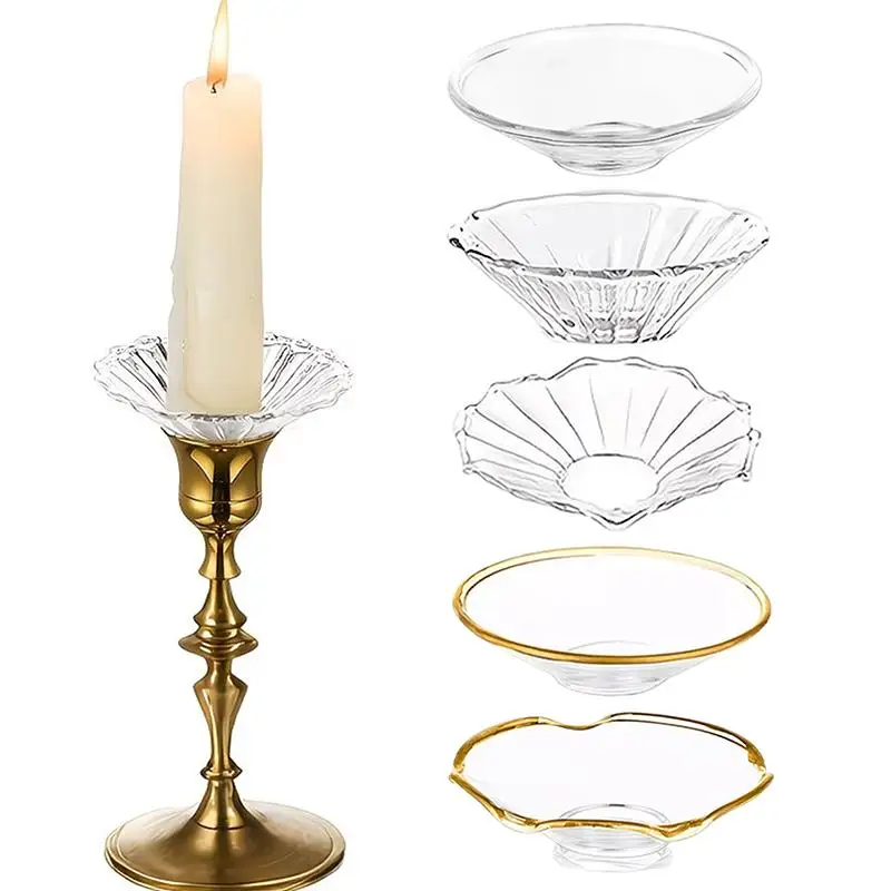 3Pack Glass Candle Holders Wax Drip Guard Anti Tip Base Wedding Table Centerpiece Home Decor Supply