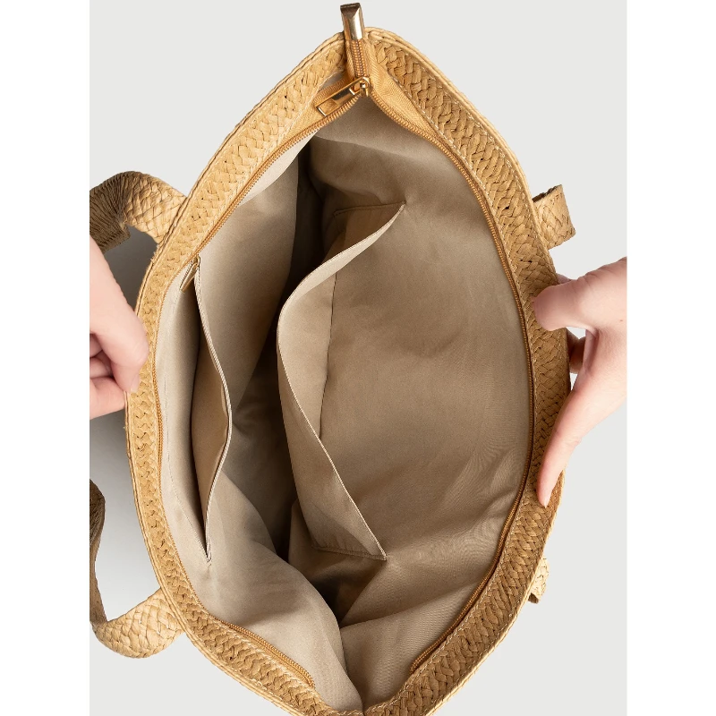 البوهيمي حقائب القش للنساء 2025 جديد سعة كبيرة حقيبة يد عطلة عادية مع قبعة الاتجاه أنيقة موضة حقيبة كتف أنيقة #6