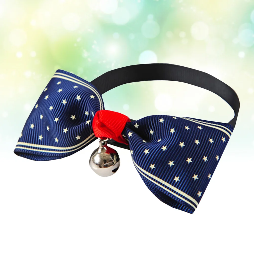 Pet Dot Collar Small Cat Kitten Bowknot Tie Pet Supplies for Party Photo Dark Blue pet collar cat collar