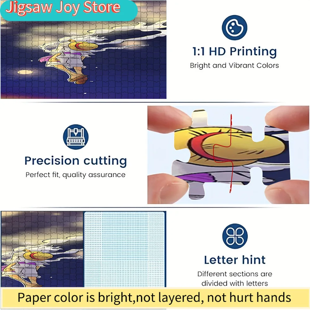 

Premium Paper Jigsaw Puzzle One Piece Monkey D. Luffy Gear 5 Nika Moonlit Walk Scene Anime Art High Quality Cardboard Puzzle wit