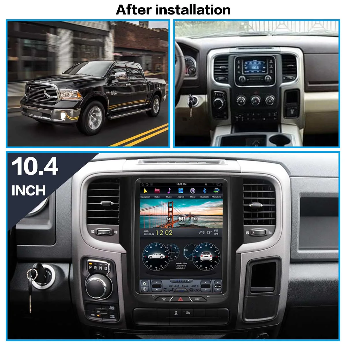 15 Inch PX6 Android 9 Multimedia For Dodge RAM 1500 2014~2018 GPS Navigation Audio Radio Stereo Receiver Player IPS Head Unit