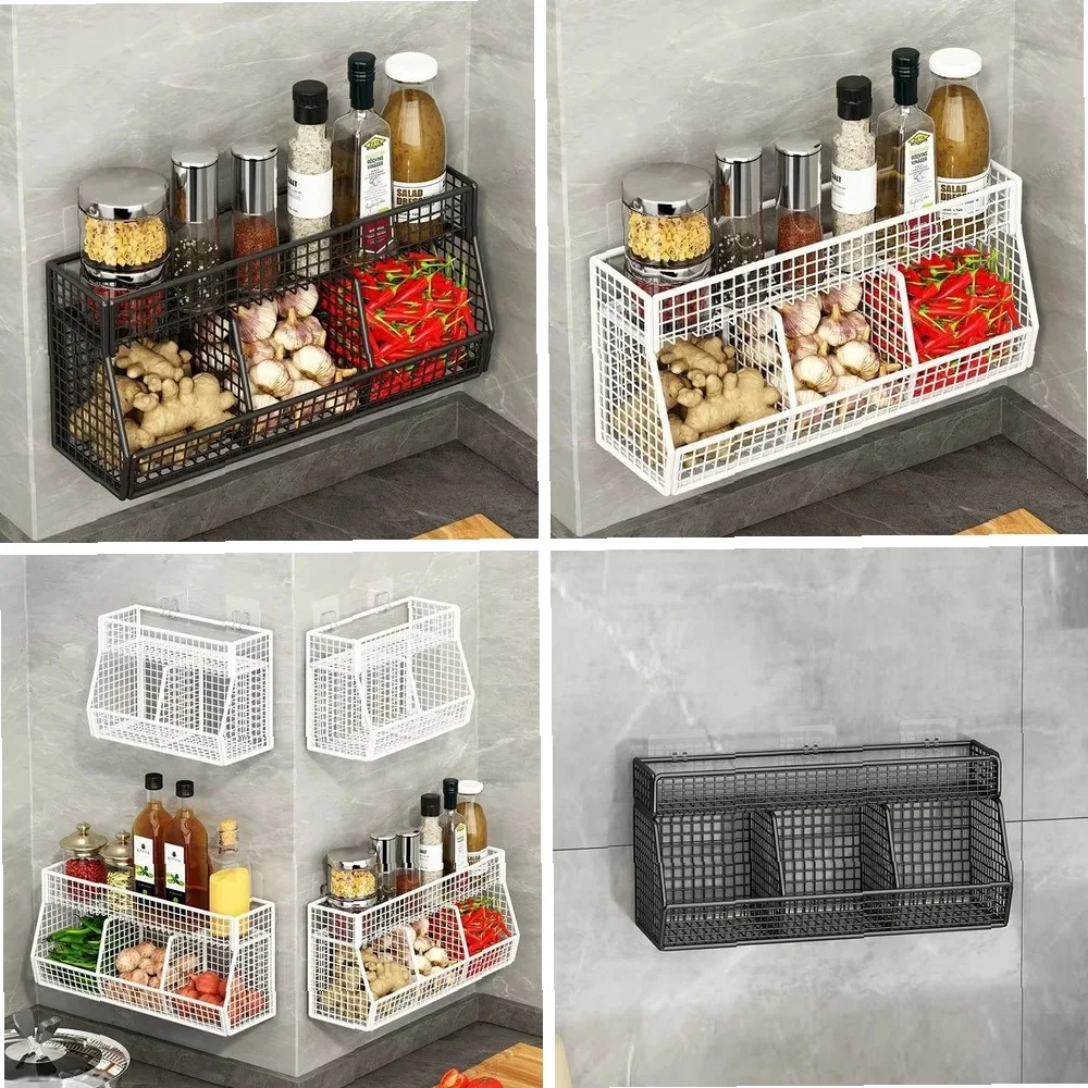

Screwless Wall Mounted Kitchen Rack, 3-Tier Multi-Purpose Storage Shelf for Household Organizer