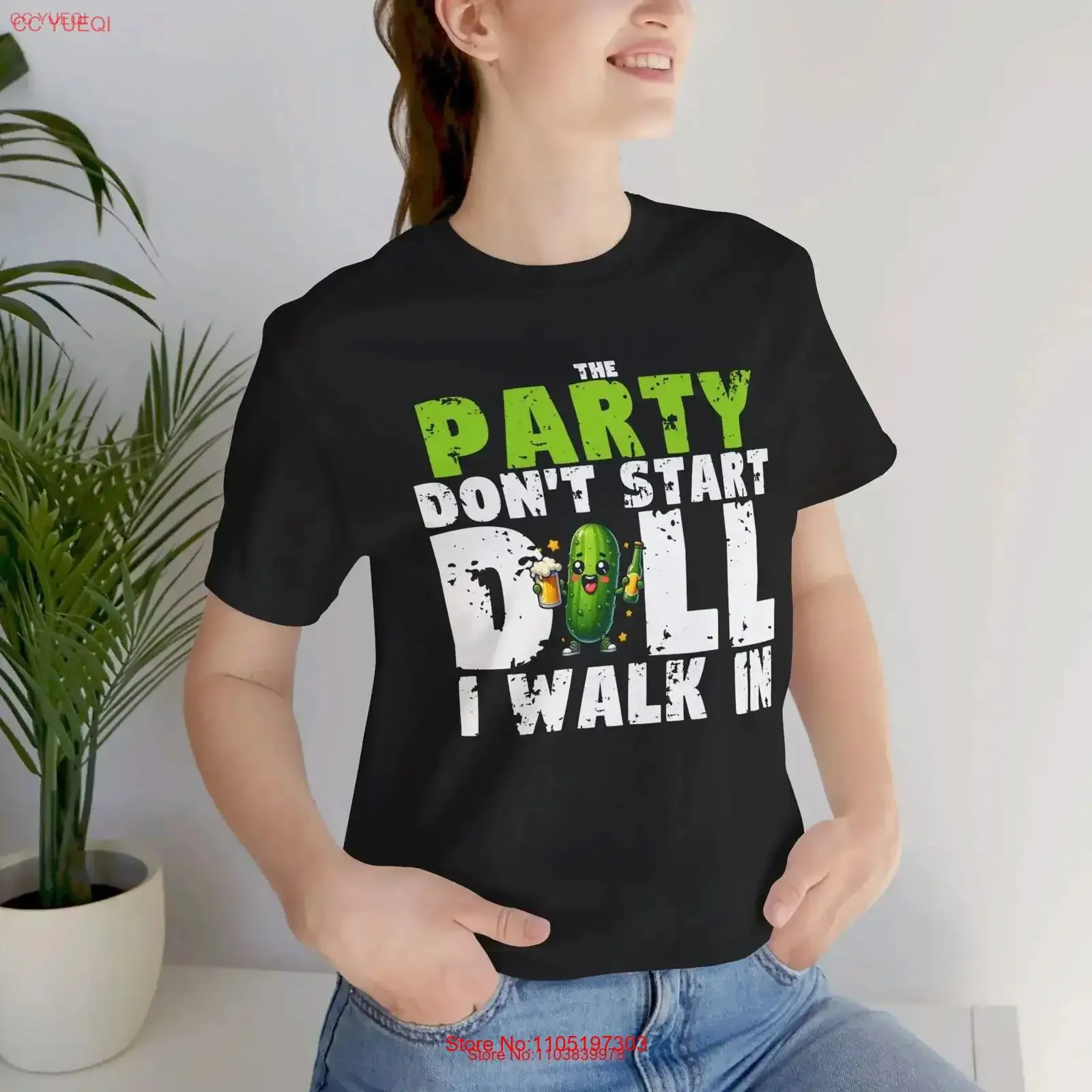 Funny Dill Pickle T Shirt The Party Don't Start I Walk In Novelty Green and Black vintage Washed designer clothes homme