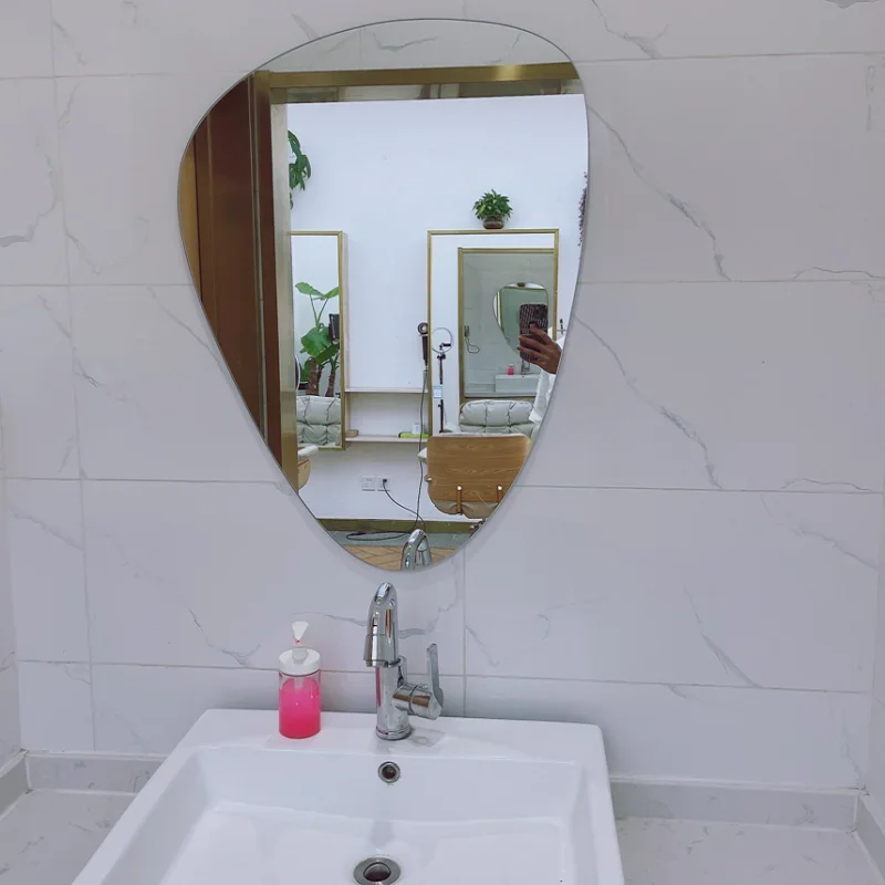 light luxury water drop special-shaped bathroom mirror bathroom irregular mirror frameless touch screen with light wall hanging