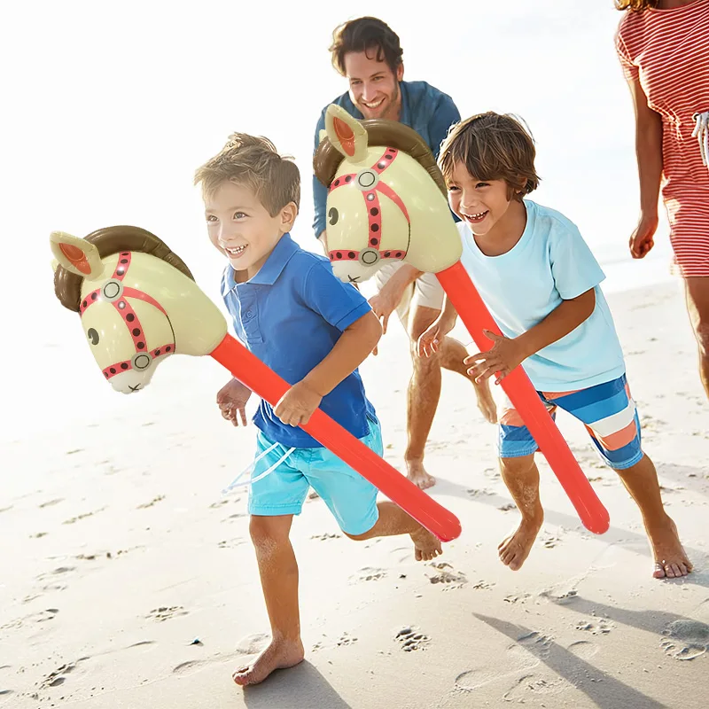 Nuevo adorno de juego de fiesta de caballo inflable para niños, globo inflable con cabeza de caballo, regalo de cumpleaños