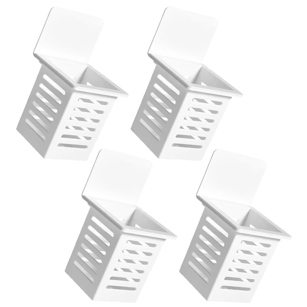 

4 Pcs Wall Mounted Storage Rack White Nail free Drainage Shelves Bathroom Kitchen Office Multi purpose Large Capacity