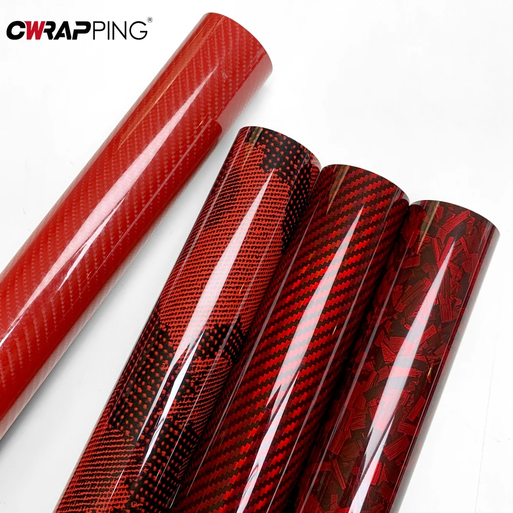 Red Series Wrap Vinyl Car Wrapping Film Bubble-free Vehicle Decoration PET Waterproof External Car Stickers Carbon Fiber Glossy view 5