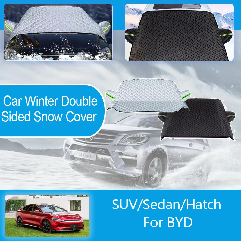 Car Winter Snow Ice Shield For BYD Series Snow Protection Full Wrapped Windshield Snow Cover Cloth Double Sided Auto Accessories