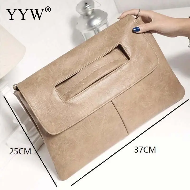 Women Envelope PU Leather Clutch Handbag Large Capacity Female Daily Commuter Messenger Purse Ladies Party Evening Bags Wallets