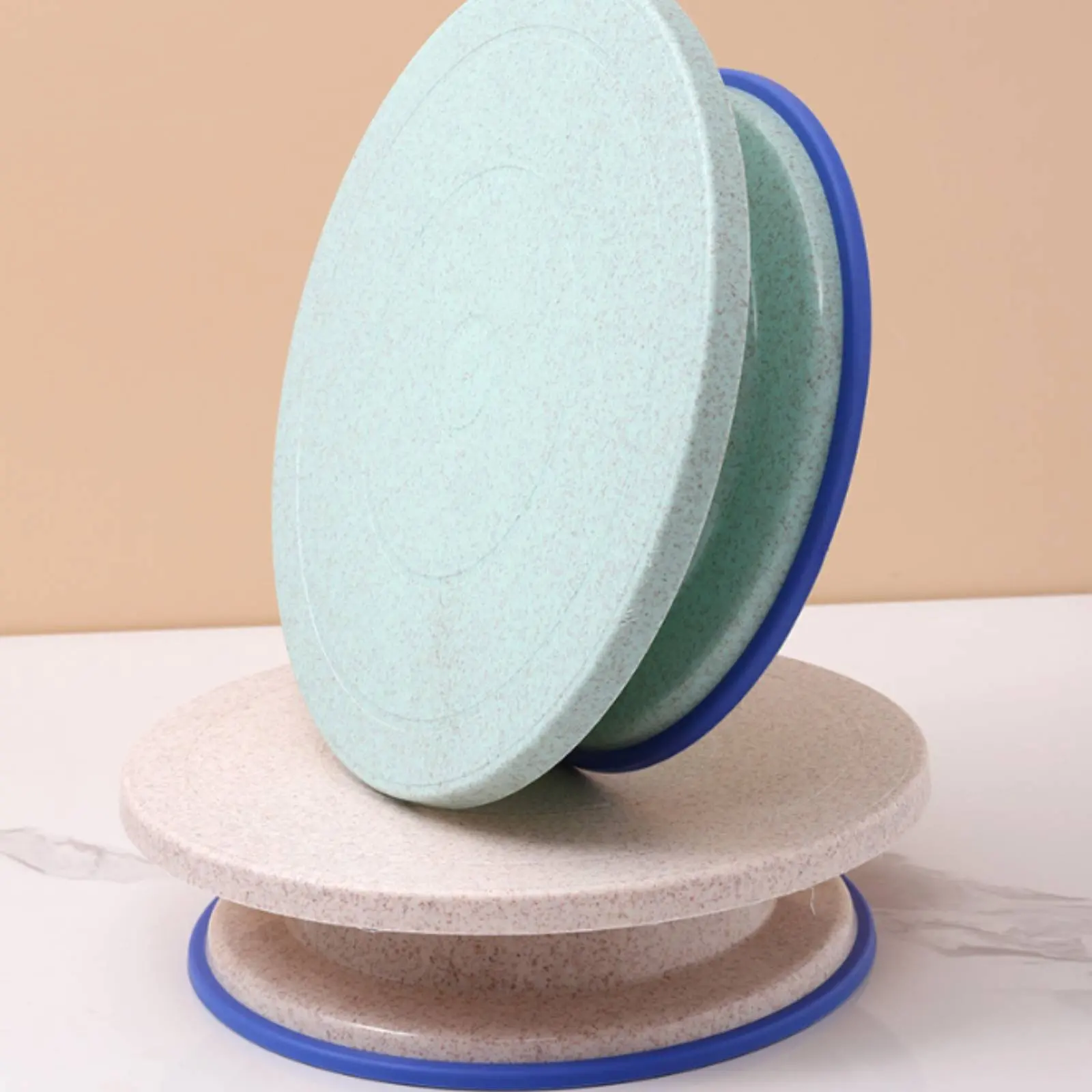 Cake Turntable Effortless Rotation Revolving Cake Stand Rotating Decorating Stand Wheat Straw Material Baking Supplies