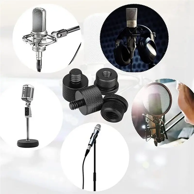 Fixing Screw Adapter Set 16Pcs Mic Stand Thread Adapter 1/4, 3/8 Male To 5/8 Female Microphone Stand Transfer