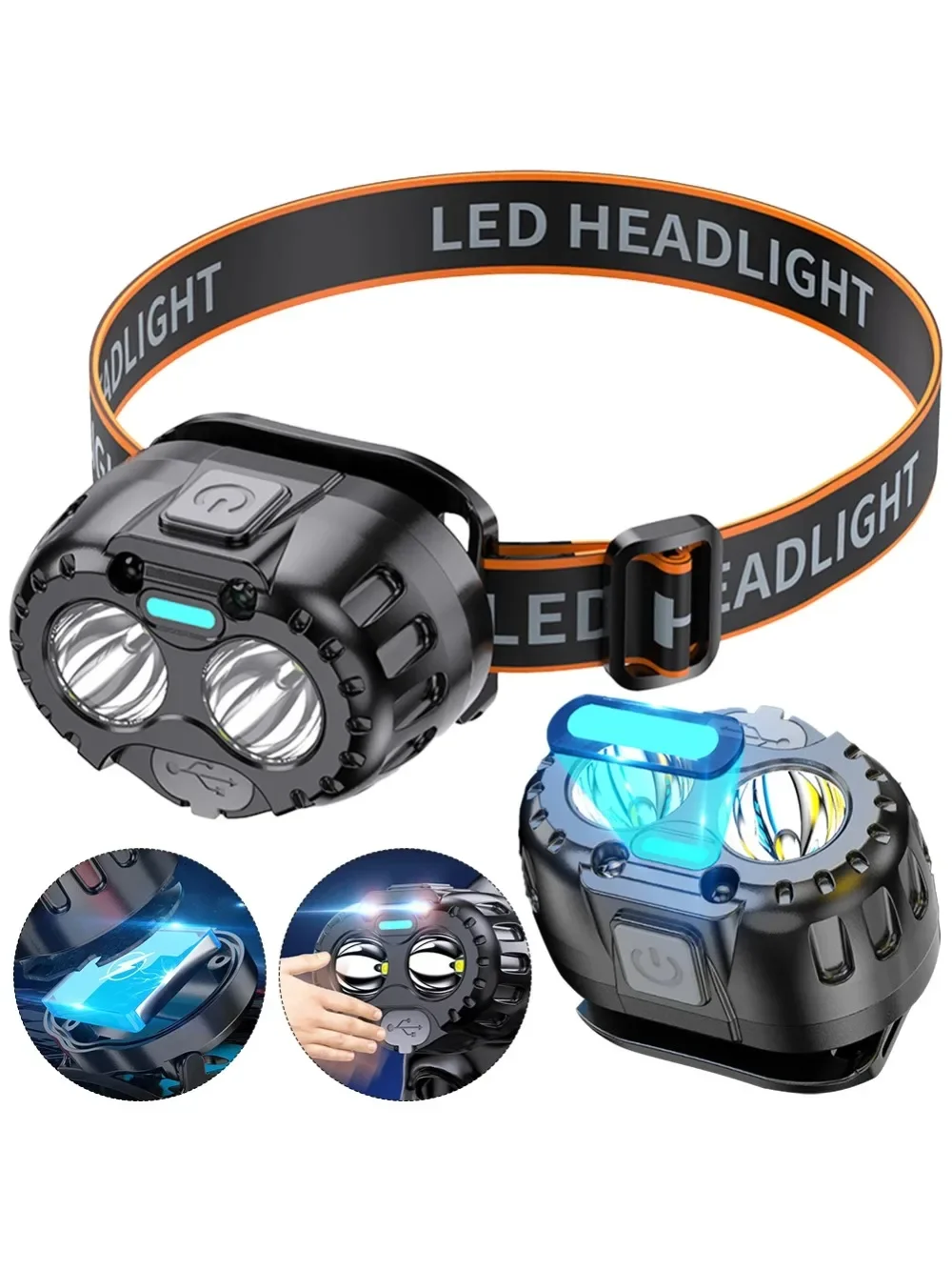 Leistungsstarke LED-Stirnlampe, IPX4 wasserdicht, Notfall-Stirnlampe, 350LM XPE LED-Stirnlampe für Outdoor-Angeln, Camping, Wandern