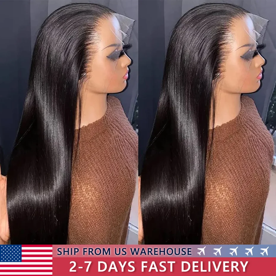 30 36 Inch 180 Density 13x6 Straight Lace Frontal Human Hair Wig Brazilian 13x4 Lace Frontal Human Hair Wigs For Women Bling