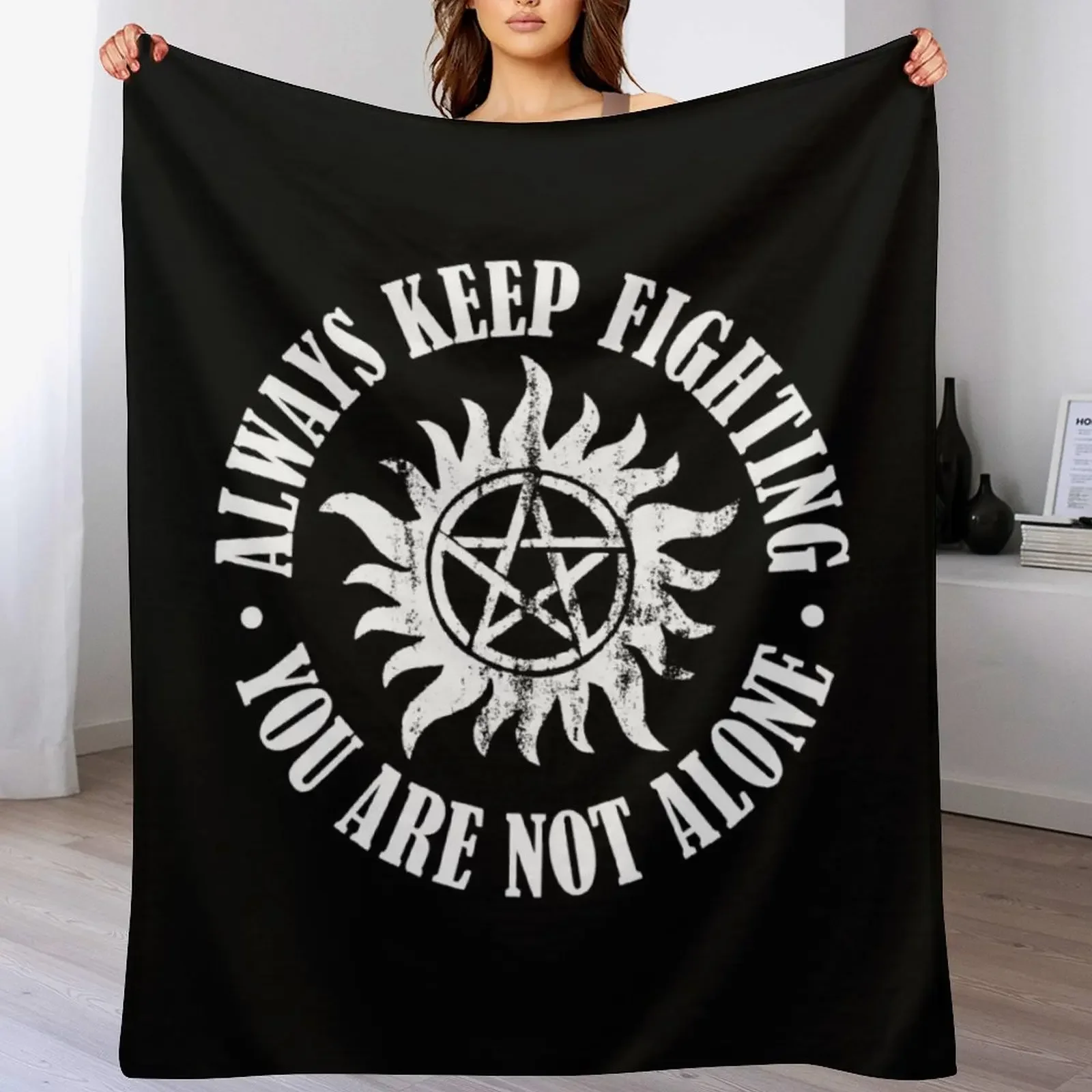 

Always Keep Fighting - White Throw Blanket Summer Luxury Sofas Flannel Blankets
