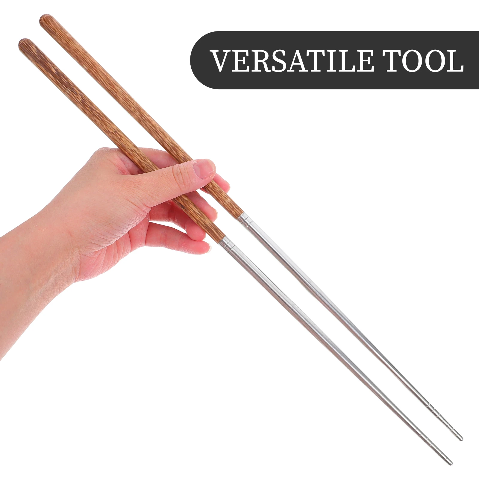 

Fried Chicken Wing Wood Chopsticks Cooking Lengthened Long Reusable Connected Stainless Steel Japanese