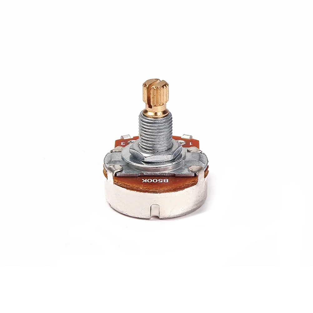 B500k Mini Long Knurled Split Shaft Copper Head Guitar Potentiometer for Volume Tone Control Audio Log Linear Pots Replacement