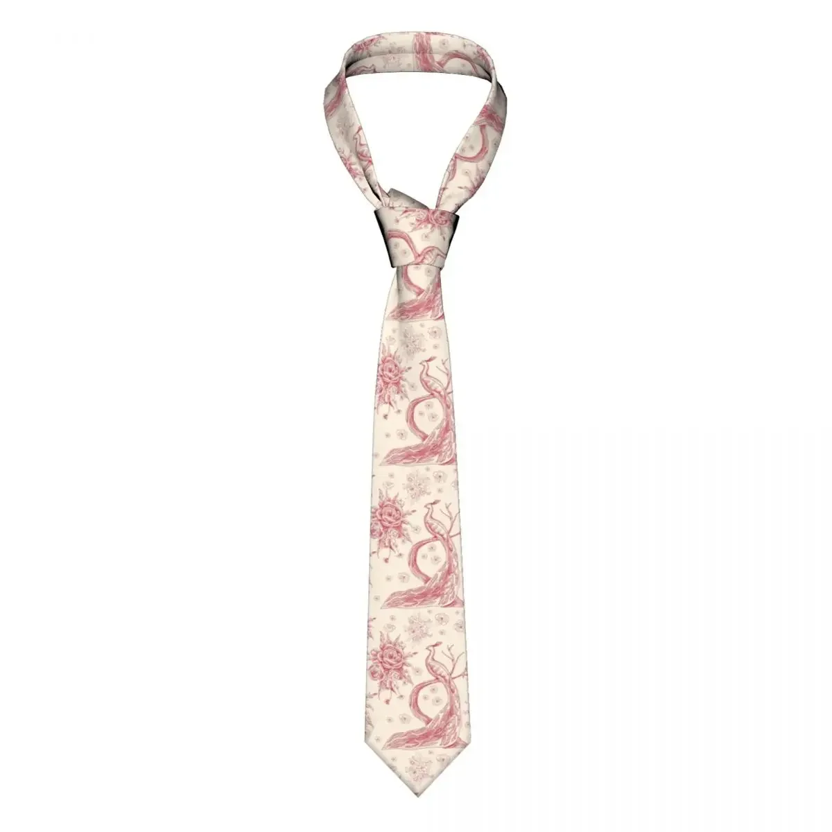 

Fashion Toile De Jouy Rose Neck Tie Mens Personalized Silk French Motif Flora Neckties for Business Cravat