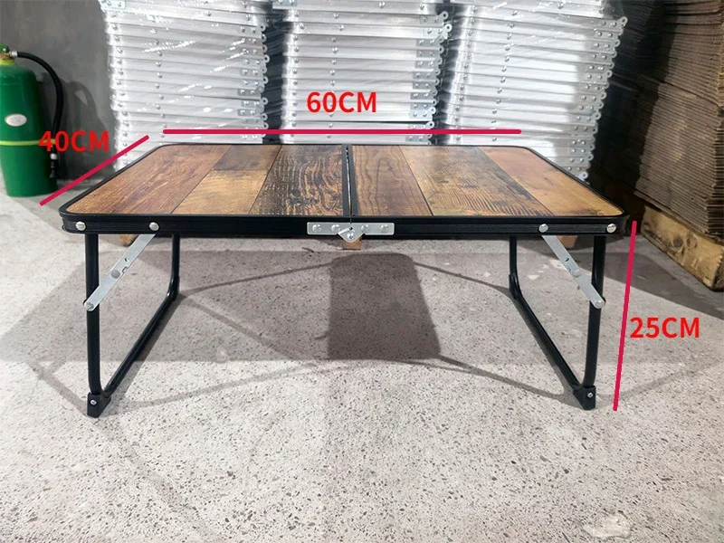 Sports Hiking Camping Tables All Black Edged Aluminum Alloy Folding Table Outdoor Retro Wood Grain Portable Small Dining Table