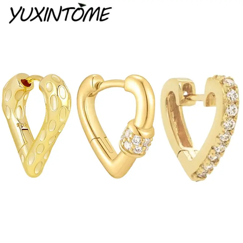 

925 Sterling Silver Ear Needle Light Luxury Versatile Micro-encrusted Stone Heart-shaped Earrings Sweet Fashion Earrings Jewelry