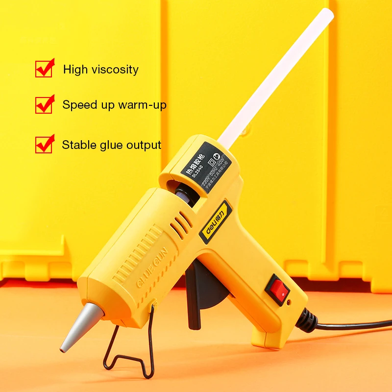 Deli 20/40/60/80W Mini Hot Melt Glue Gun Set Thermo Electric Heat Temperature Repair Tool With 10pc Glue Sticks
