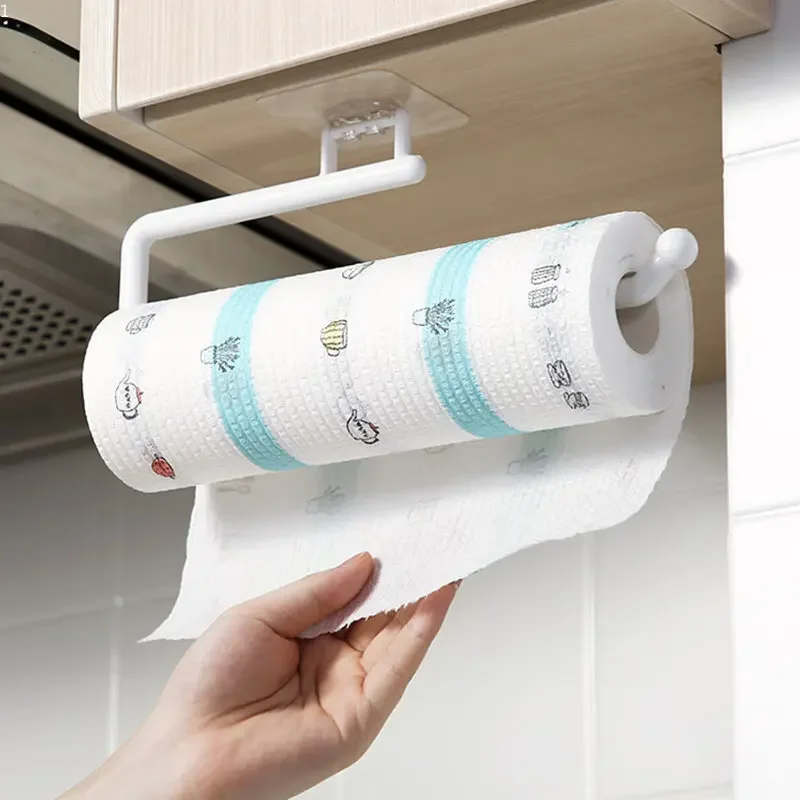 New Kitchen Paper Roll Holder Towel Hanger Rack Bar Cabinet Rag Hanging Holder Shelf Toilet Paper Holders Sundries Accessories