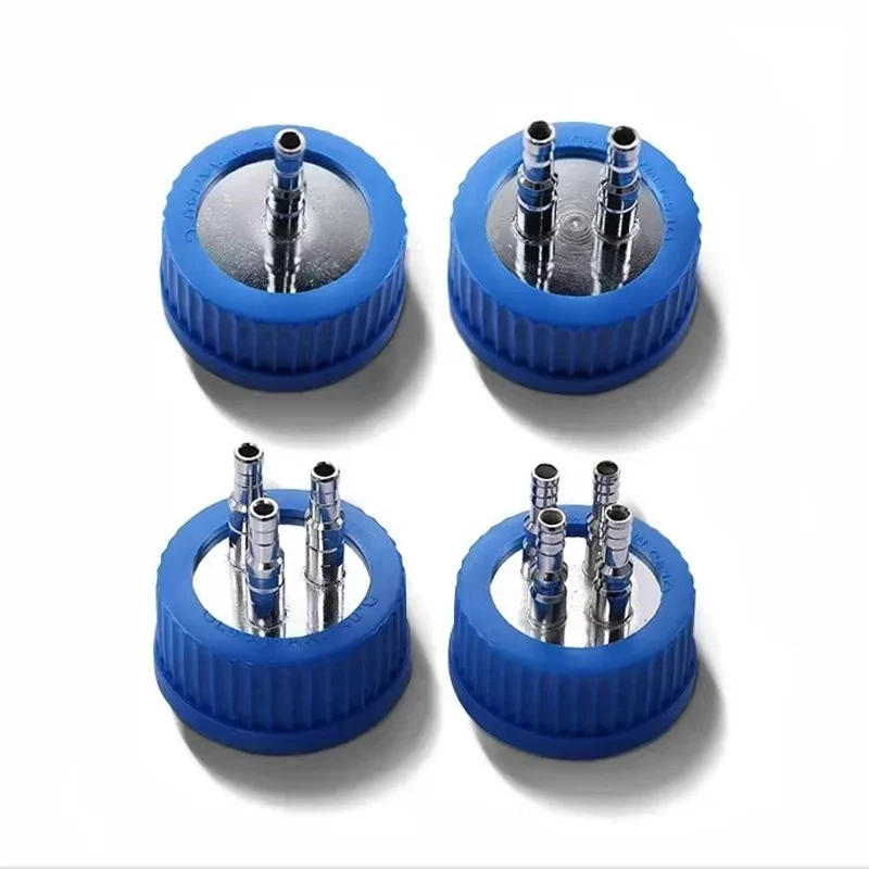 GL45 Fermentation Tank Reactor Feed Cover Stainless Steel Jar Lid with SS304 Blue Headspace Cap Refill Cover for Tube ,1piece