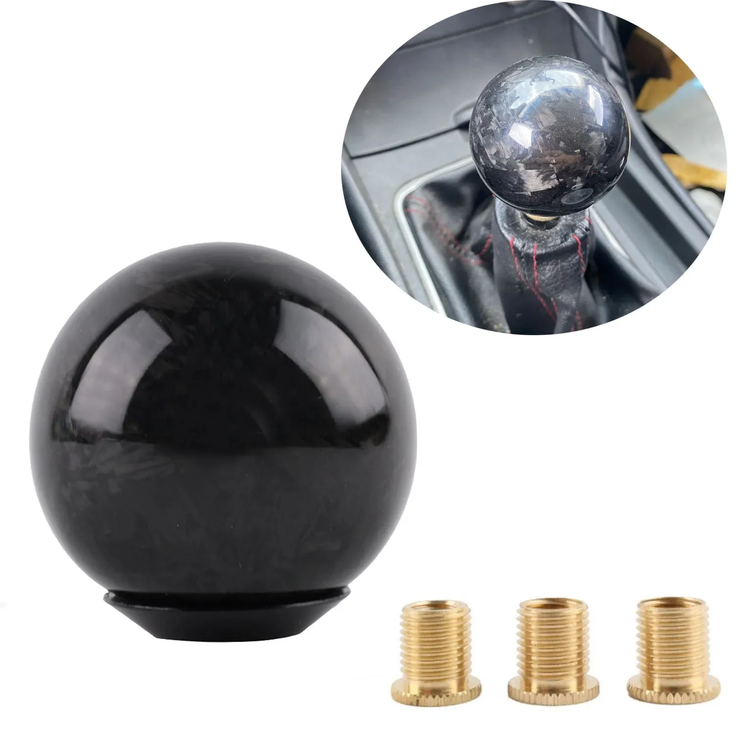 Universal Ball Shape Forged Carbon Fiber Car Gear Shift Knob Manual Transmission Shift Head