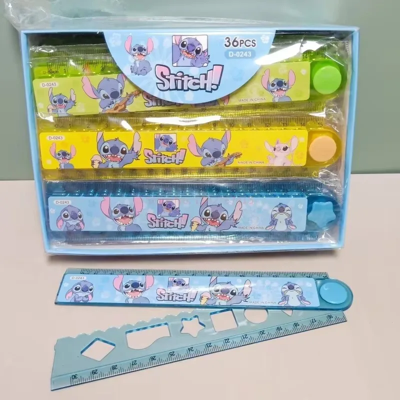 36pcs Disney Stitch 30cm folding ruler cute cartoon Lilo printing drawing plastic ruler student stationery gifts