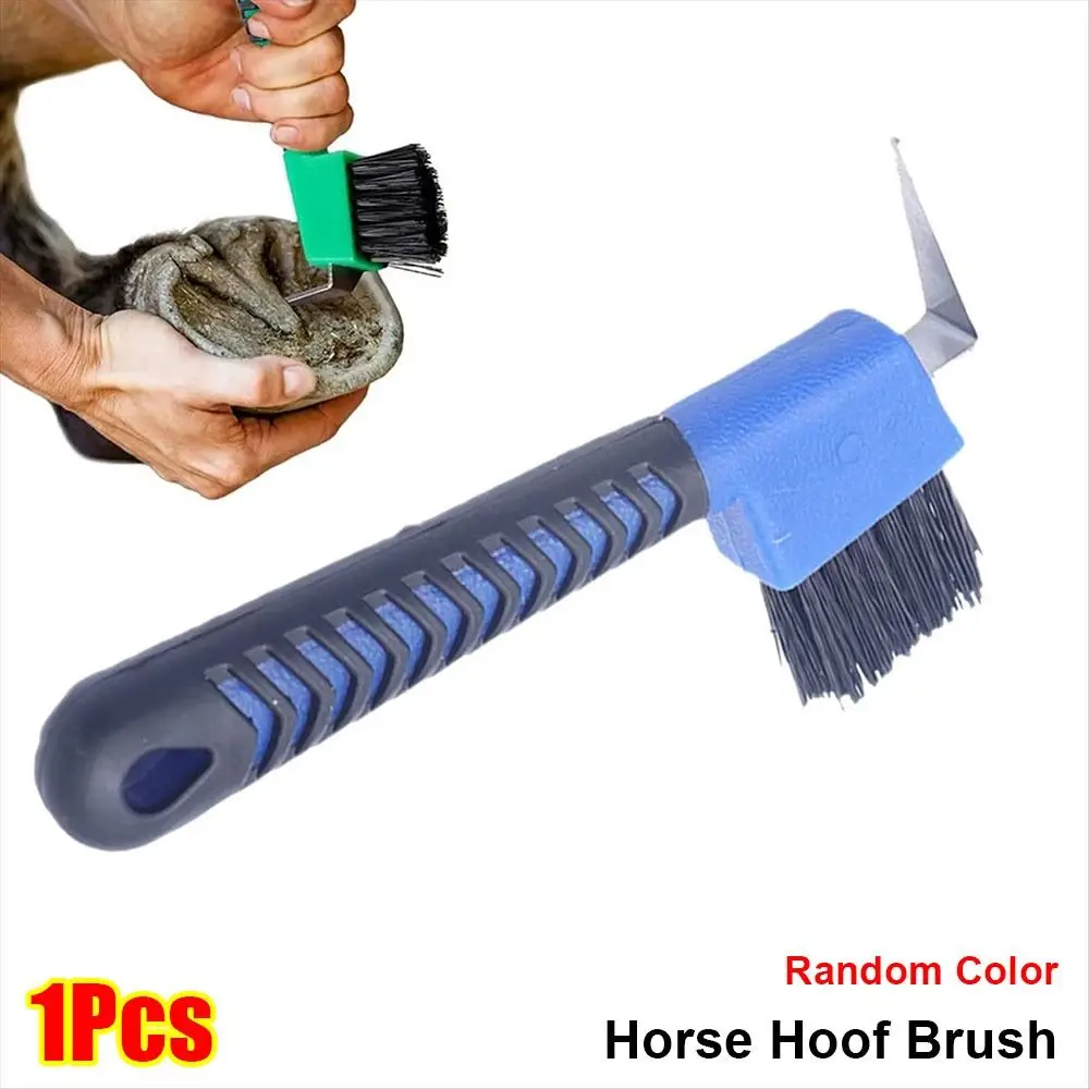 

1Pcs Nylon Bristle Horse Hoof Brush Metal Random Color Hoof Cleaning Tool Comfortable Grip Anti-Slip Horse Grooming Tool