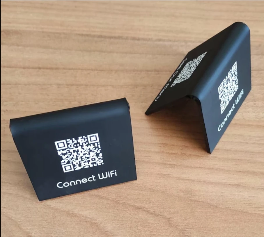 Niestandardowe akrylowe stojaki na Menu QR, znak kodu Qr, podłącz WiFi QR, wyświetlacz ceny wolnostojący, blat Menu qr, znak stołowy