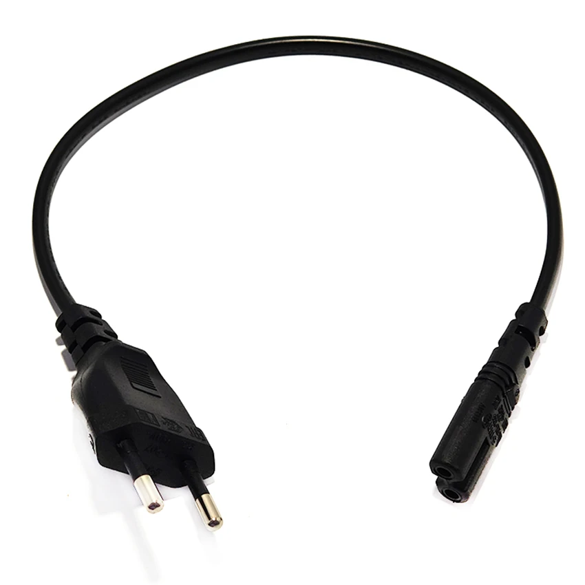 EU 2Pin Plug to IEC C8 Power Cord Straight / 90 Degree Elbow 0.3M 0.6M 1M 3M Euro EU to C8 Plug Cable